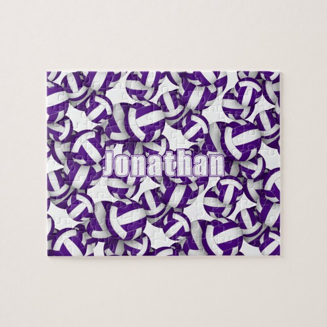 kids purple white volleyball team colours jigsaw puzzle (Horizontal)