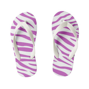 Kids Purple Zebra Stripe Flip Flops