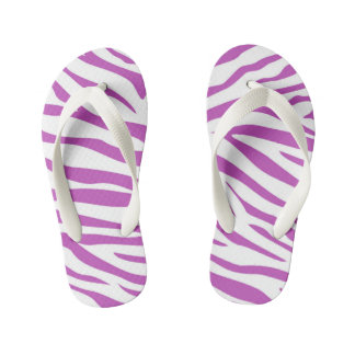 Kids Purple Zebra Stripe Flip Flops