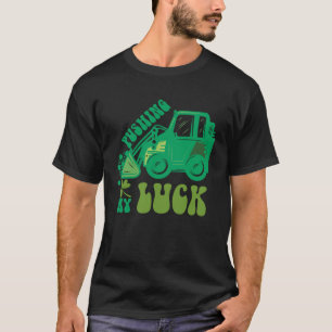 Kids Pushing My Luck Tractor St Patricks Day Toddl T-Shirt