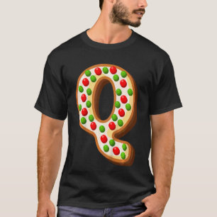 Kids Q Cutest Capital Christmas Cookie Alphabet L T-Shirt