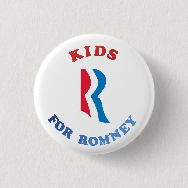 KIDS R FOR ROMNEY 3 CM ROUND BADGE (Front)