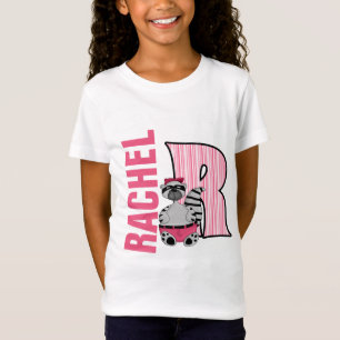 Kids "R" Monogrammed   Pink Striped Racoon T-Shirt