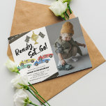 Kids Race Car Any Age Birthday Photo Invitation<br><div class="desc">Rev up your engines and get ready for the race of a lifetime with our unique Boys Racing Car Birthday Invitations! These charming invites not only set the tone for an exciting party but also offer a keepsake photocard. With its crisp white background, vibrant watercolor race cars, playfully illustrated roads,...</div>