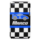 Kids racing blue sports car named