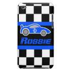 Kids racing blue sports car named