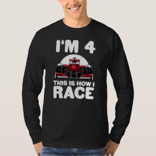 Kids Racing Car 4th Birthday 4 Four Toddler Formul T-Shirt
