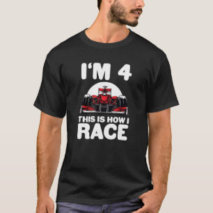 Kids Racing Car 4th Birthday 4 Four Toddler Formul T-Shirt