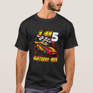 Kids Racing Car Driver I'm 5 Years Old 5th Birthda T-Shirt