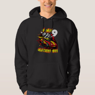 Kids Racing Car Driver I'm 9 Years Old 9th Birthda Hoodie