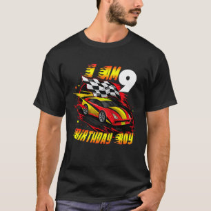 Kids Racing Car Driver I'm 9 Years Old 9th Birthda T-Shirt