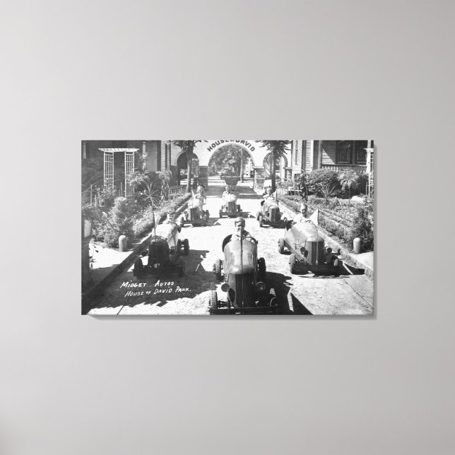 Kids Racing in Miniature Cars Canvas Print (Front)