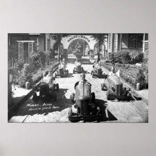 Kids Racing in Miniature Cars Poster