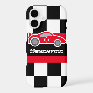 Kids racing red sports car named iphone case