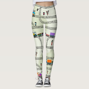Kids Railway: Funny Seamless Pattern Leggings