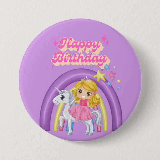 Kids rainbow birthday  button (Front)
