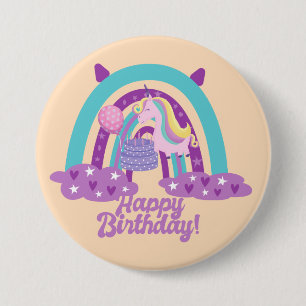 Kids rainbow birthday  button