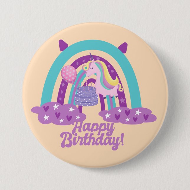 Kids rainbow birthday  button (Front)