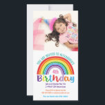 Kids Rainbow Birthday Custom Photo Invitation<br><div class="desc">Kids Rainbow Birthday Party Colourful Pretty Custom Photo Girls Invitation. You are invited to a colourful birthday party! Personalise this rainbow invitation with name, age and party details. Perfect for a rainbow themed birthday for a little girl. Upload a photo of the birthday girl for a personal touch. Red, orange,...</div>