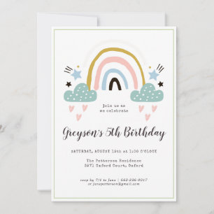 Kids Rainbow Birthday Party Invitation