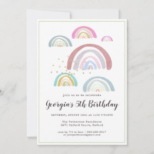 Kids Rainbow Birthday Party Invitation