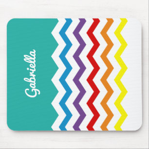Kids Rainbow Chevron Colourful Fun Personalised Mouse Mat