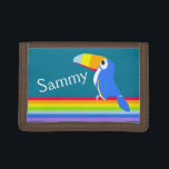 Kids rainbow colourful toucan bird name wallet<br><div class="desc">Bold kids graphic toucan rainbow art wallet for kids customise with your own choice of name. This example reads Sammy. Cute bright colourful wallet or purse for kids that love rainbow and birds. Unique graphic art and designed by Sarah Trett.</div>