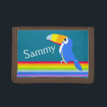 Kids rainbow colourful toucan bird name wallet<br><div class="desc">Bold kids graphic toucan rainbow art wallet for kids customise with your own choice of name. This example reads Sammy. Cute bright colourful wallet or purse for kids that love rainbow and birds. Unique graphic art and designed by Sarah Trett.</div>