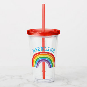 Kids Rainbow Personalised Girls Pretty Acrylic Tumbler