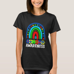 Kids Rainbow Puzzle Piece Autism Awareness Autisti T-Shirt