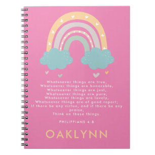 Kids Rainbow Scripture Philippians 4 Verse 8 Notebook