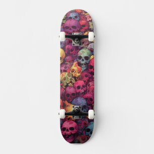 Kids Rainbow Skulls Skateboard By Claire Firley