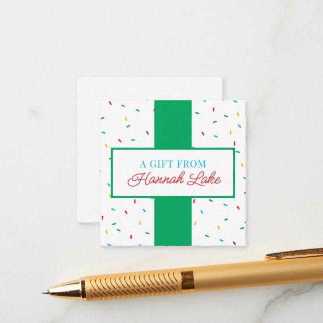 Kids Rainbow Sprinkle Gift Enclosure Note Card (Front/Back In Situ)