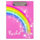 Kids rainbow stars pink named clipboard