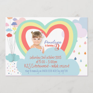 Kids Rainbow Theme Birthday Invitation