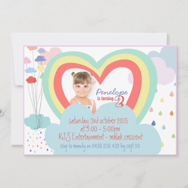 Kids Rainbow Theme Birthday Invitation (Front)