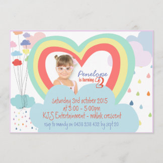 Kids Rainbow Theme Birthday Invitation