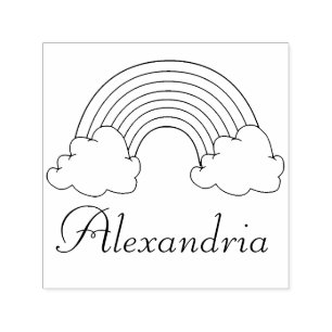 Kids Rainbow with Clouds Personalised Pretty Self-inking Stamp