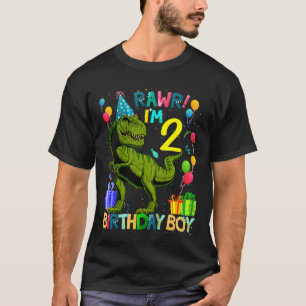 Kids Rawr I'm 2 2nd Birthday Dinosaur Rex Boys 2 T-Shirt