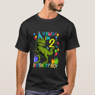 Kids Rawr I'm 2 2nd Birthday Dinosaur T Rex Boys G T-Shirt