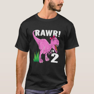 Kids Rawr I'm 2 Dinosaur T Rex 2Nd Birthday Child T-Shirt