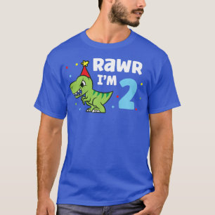 Kids Rawr Im 2 Kids 2nd Birthday Dinosaur Birthday T-Shirt