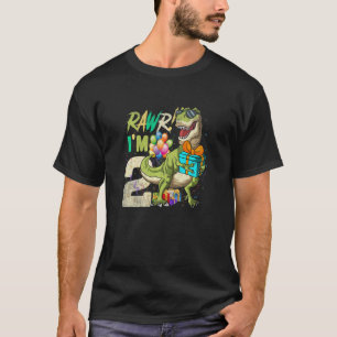 Kids Rawr I'm 2 Second Rex 2nd Birthday Dinosaur 2 T-Shirt