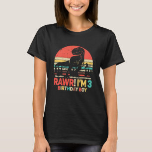 Kids Rawr I'm 3 3rd Birthday Boy 3 Year Old Dinosa T-Shirt