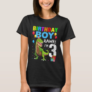 Kids Rawr I'm 3 3rd Birthday Dinosaur Boys Rex Thr T-Shirt