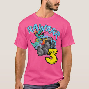 Kids Rawr I'M 3 3Rd Birthday Monster Truck T-Rex D T-Shirt