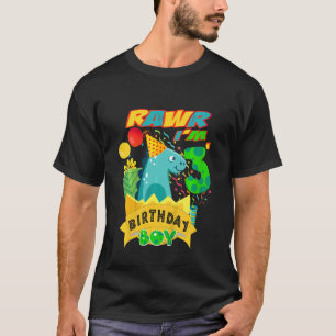 Kids Rawr I'm 3th Birthday Boy Dino Rex 3 Years Ol T-Shirt