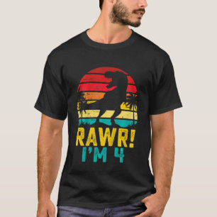Kids Rawr I'm 4 4 Year Old Dinosaur Rex 4th Birthd T-Shirt