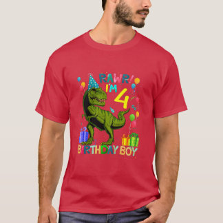 Kids Rawr I'm 4 4th Birthday Dinosaur T Rex Boys G T-Shirt