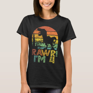 Kids Rawr Im 4 4th Birthday Rex 4 Year Old Boys Di T-Shirt